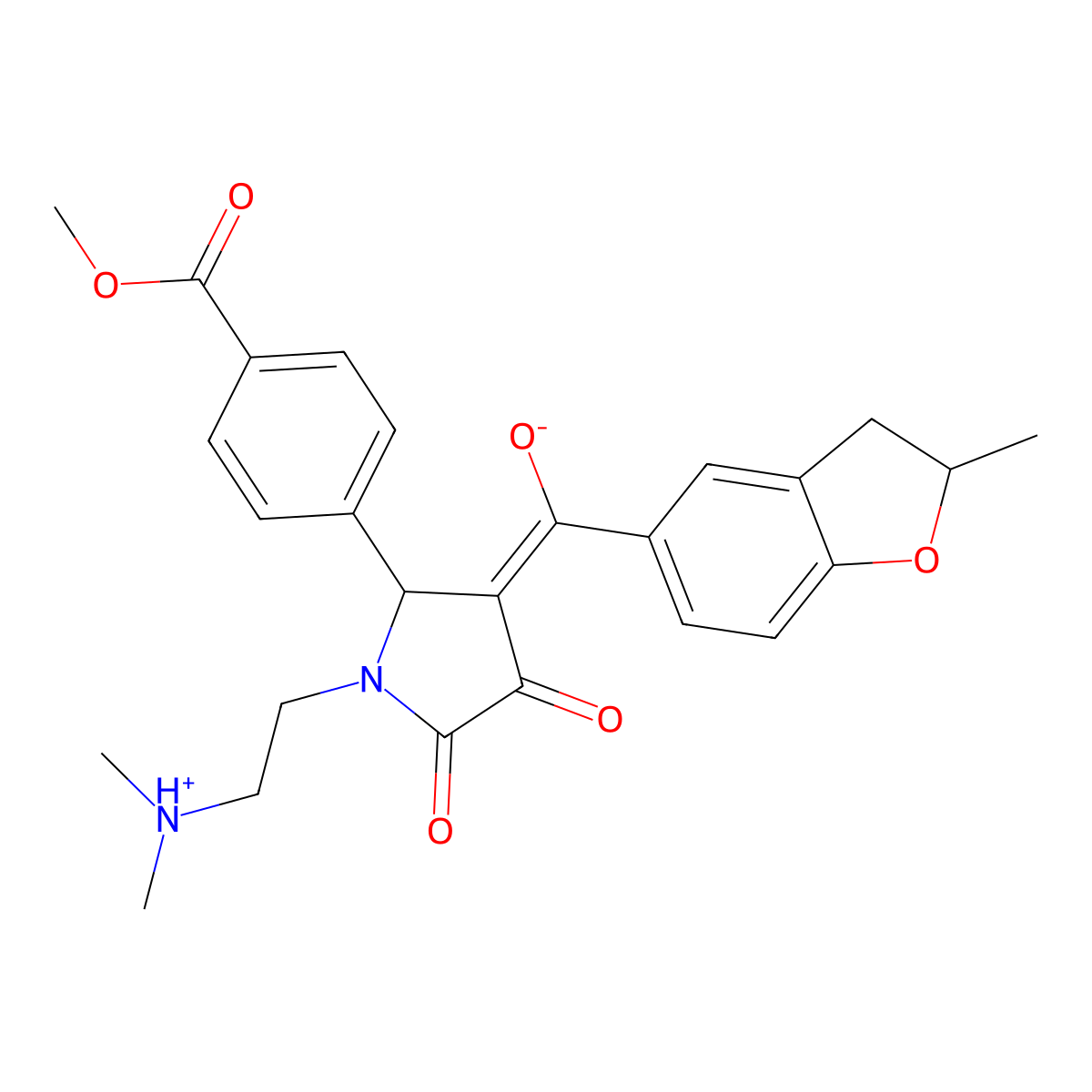 methyl 4-{1-[2-(dimethylamino)ethyl]-4-hydroxy-3-(2-methyl-2,3-dihydro-1-benzofuran-5-carbonyl)-5-oxo-2,5-dihydro-1H-pyrrol-2-yl}benzoate molecular structure, CAS 844458-94-2