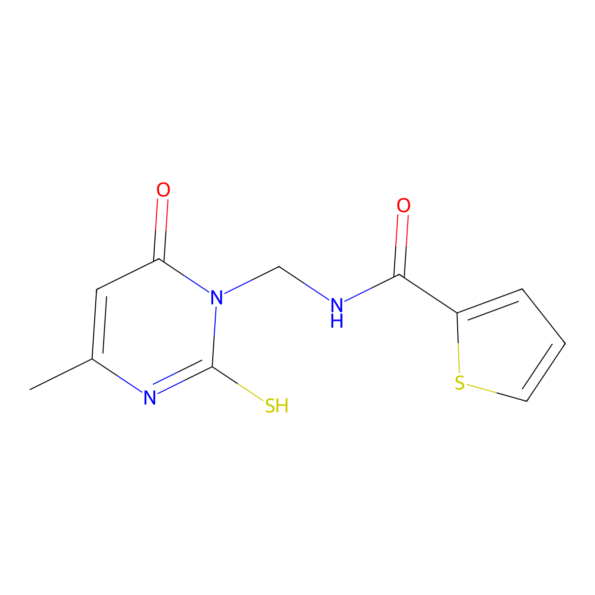 N-[(4-methyl-6-oxo-2-sulfanylpyrimidin-1(6H)-yl)methyl]thiophene-2-carboxamide molecular structure, CAS 844459-17-2