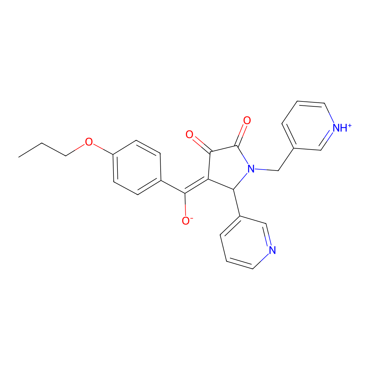 3-hydroxy-4-(4-propoxybenzoyl)-5-(pyridin-3-yl)-1-[(pyridin-3-yl)methyl]-2,5-dihydro-1H-pyrrol-2-one molecular structure, CAS 844459-22-9
