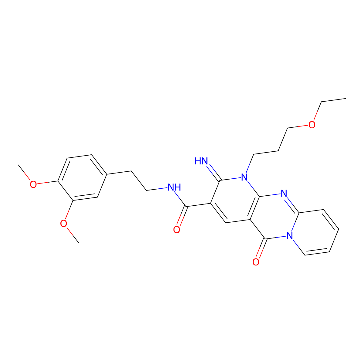 N-[2-(3,4-dimethoxyphenyl)ethyl]-1-(3-ethoxypropyl)-2-imino-5-oxo-1,5-dihydro-2H-dipyrido[1,2-a:2',3'-d]pyrimidine-3-carboxamide molecular structure, CAS 844459-50-3