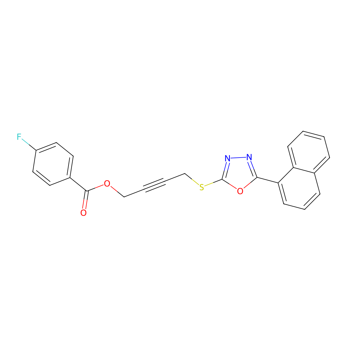 4-[(5-Naphthalen-1-yl-1,3,4-oxadiazol-2-yl)sulfanyl]but-2-ynyl 4-fluorobenzoate molecular structure, CAS 844459-93-4