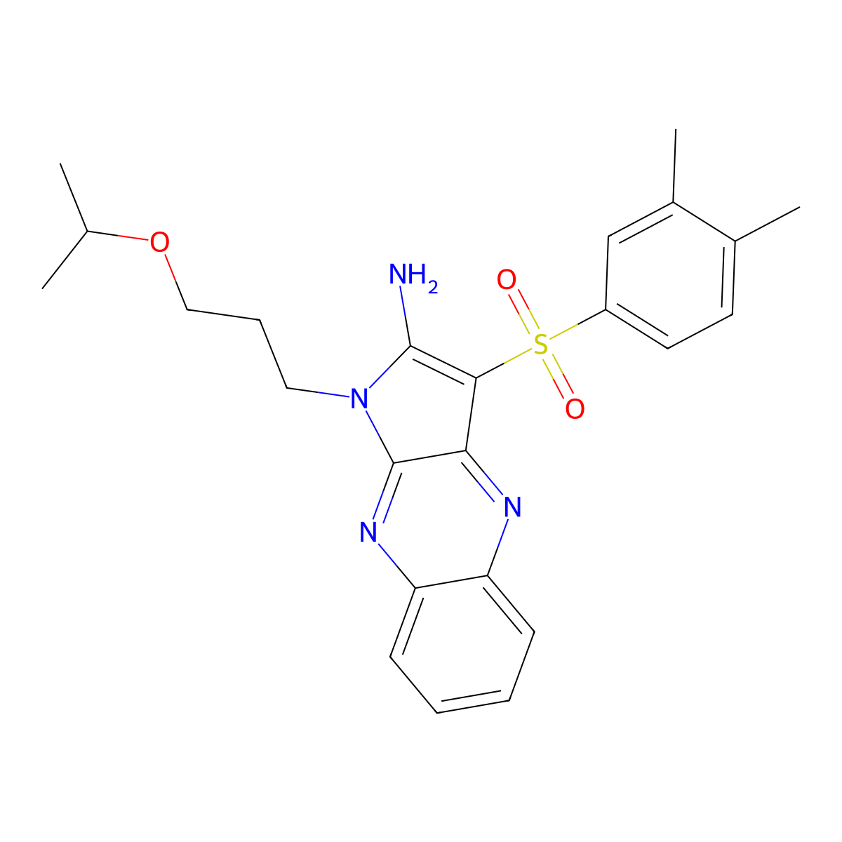 3-(3,4-Dimethylphenyl)sulfonyl-1-(3-propan-2-yloxypropyl)pyrrolo[3,2-b]quinoxalin-2-amine molecular structure, CAS 844460-24-8