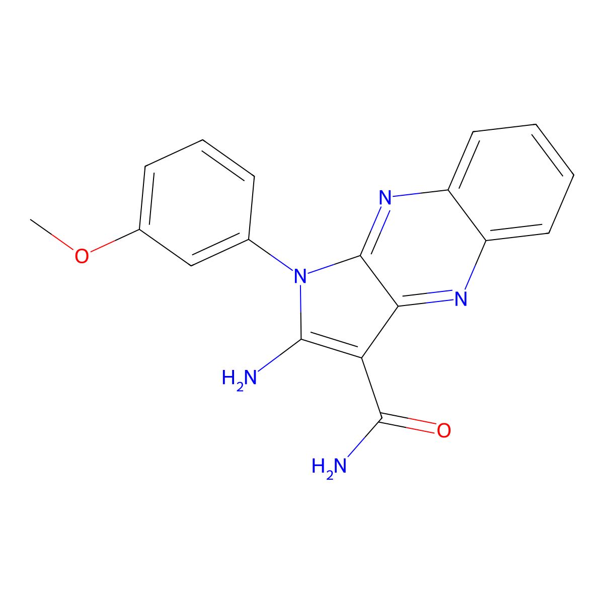 2-amino-1-(3-methoxyphenyl)-1H-pyrrolo[2,3-b]quinoxaline-3-carboxamide molecular structure, CAS 844460-37-3