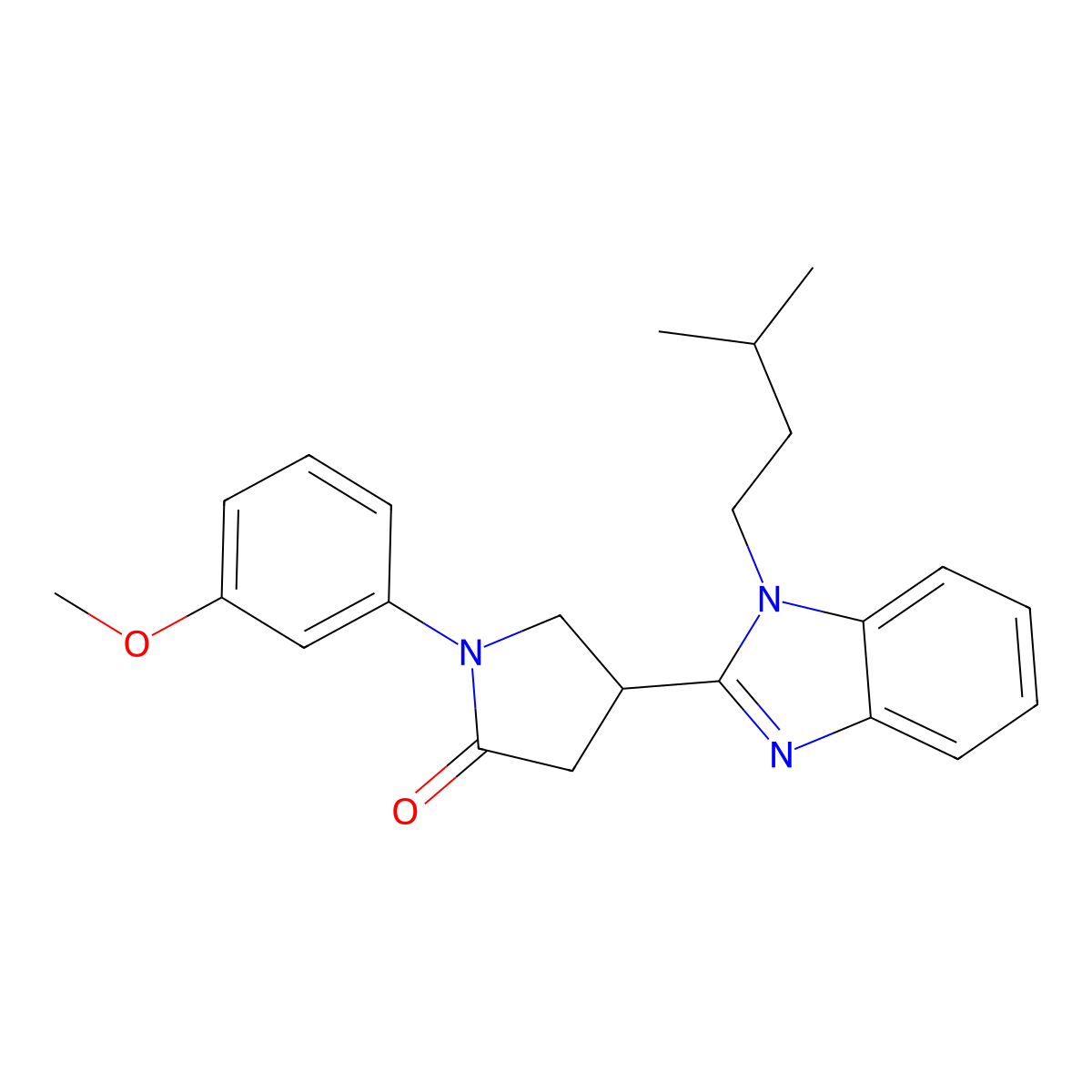 1-(3-methoxyphenyl)-4-[1-(3-methylbutyl)-1H-1,3-benzodiazol-2-yl]pyrrolidin-2-one molecular structure, CAS 844460-83-9