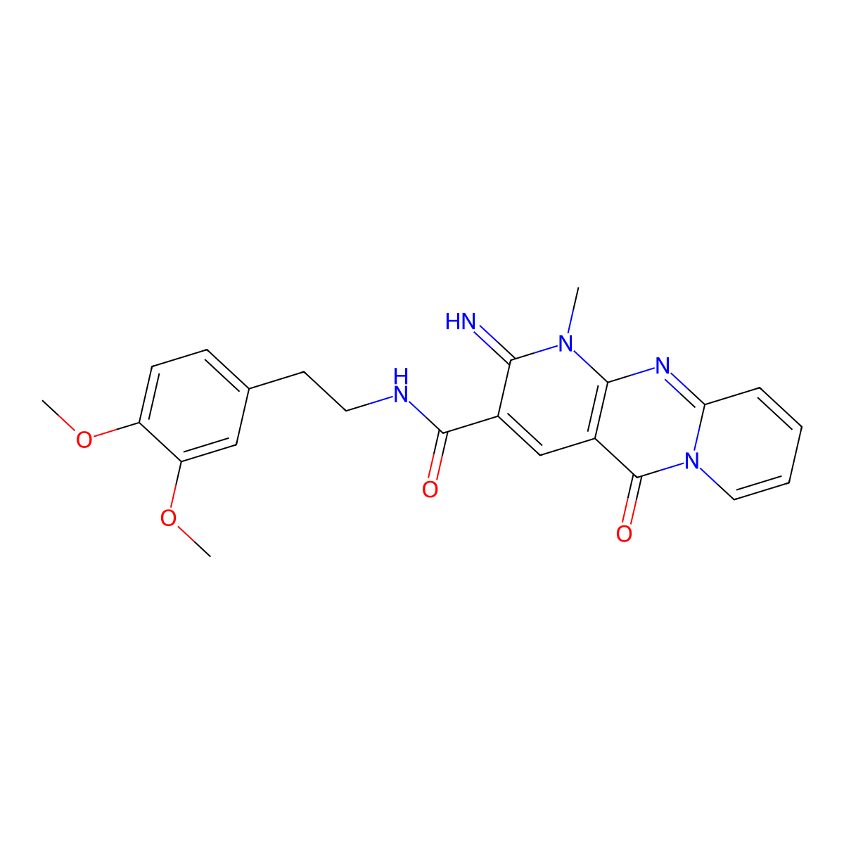 N~3~-(3,4-dimethoxyphenethyl)-2-imino-1-methyl-5-oxo-1,5-dihydro-2H-dipyrido[1,2-a:2,3-d]pyrimidine-3-carboxamide molecular structure, CAS 844460-88-4