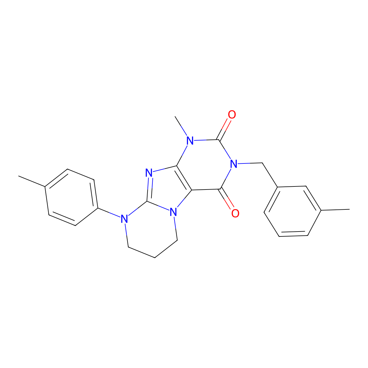 1-methyl-9-(4-methylphenyl)-3-[(3-methylphenyl)methyl]-7,8-dihydro-6H-purino[7,8-a]pyrimidine-2,4-dione molecular structure, CAS 844461-06-9