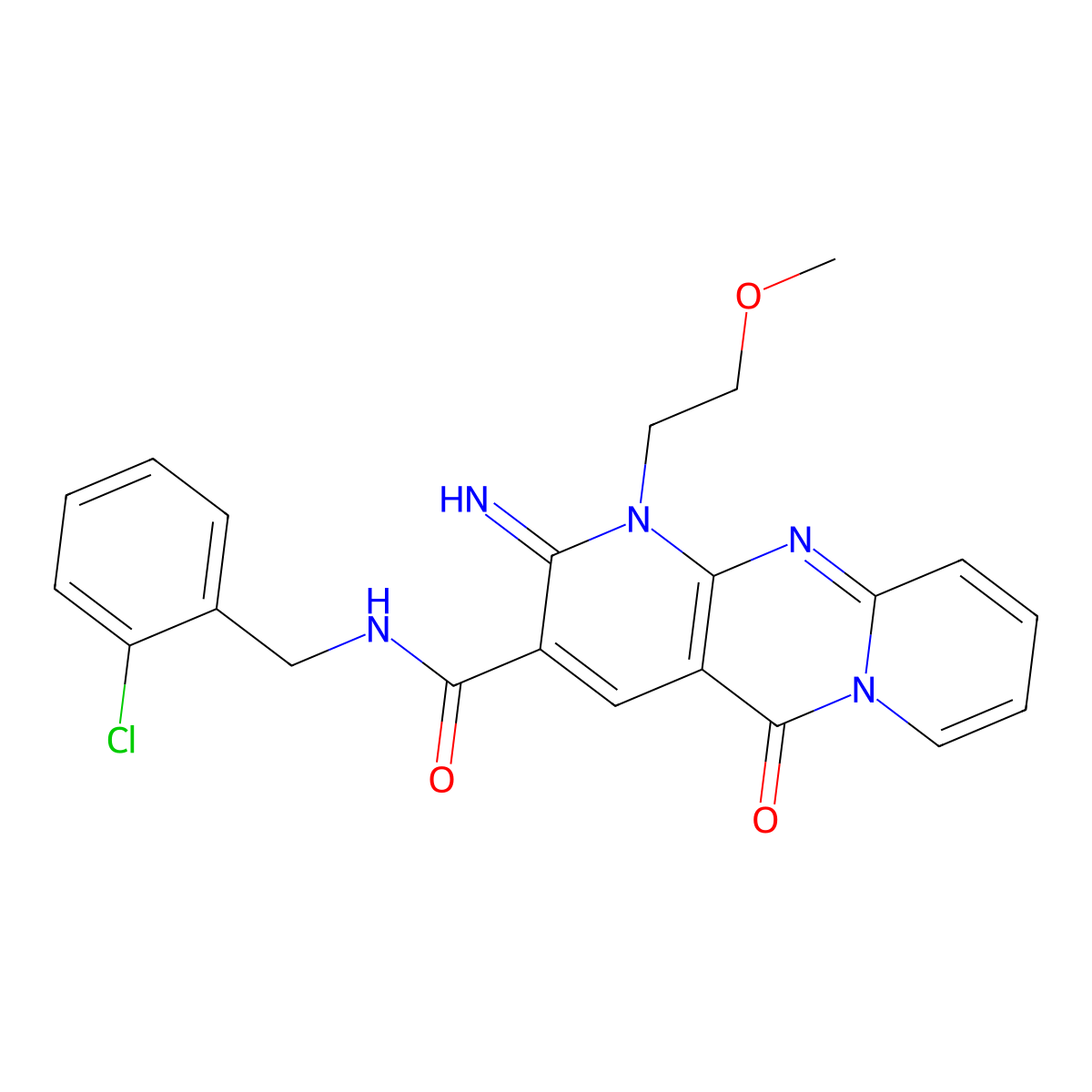N~3~-(2-chlorobenzyl)-2-imino-1-(2-methoxyethyl)-5-oxo-1,5-dihydro-2H-dipyrido[1,2-a:2,3-d]pyrimidine-3-carboxamide molecular structure, CAS 844461-50-3