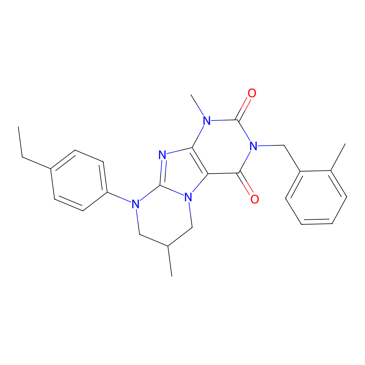 9-(4-ethylphenyl)-1,7-dimethyl-3-[(2-methylphenyl)methyl]-7,8-dihydro-6H-purino[7,8-a]pyrimidine-2,4-dione molecular structure, CAS 844462-12-0