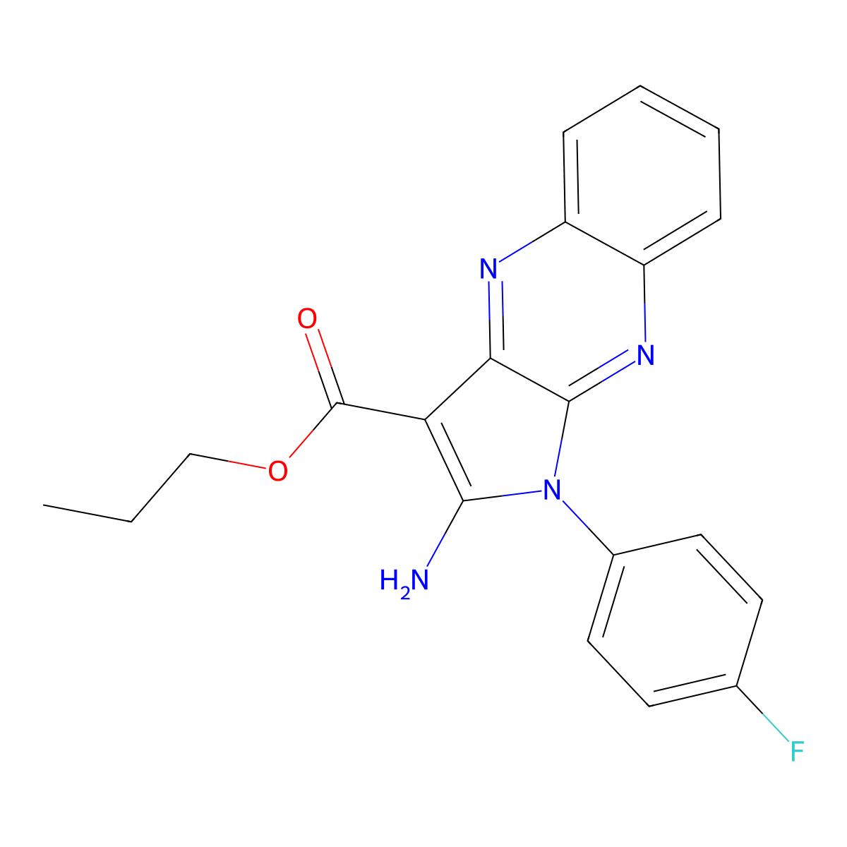 propyl 2-amino-1-(4-fluorophenyl)-1H-pyrrolo[2,3-b]quinoxaline-3-carboxylate molecular structure, CAS 844462-15-3