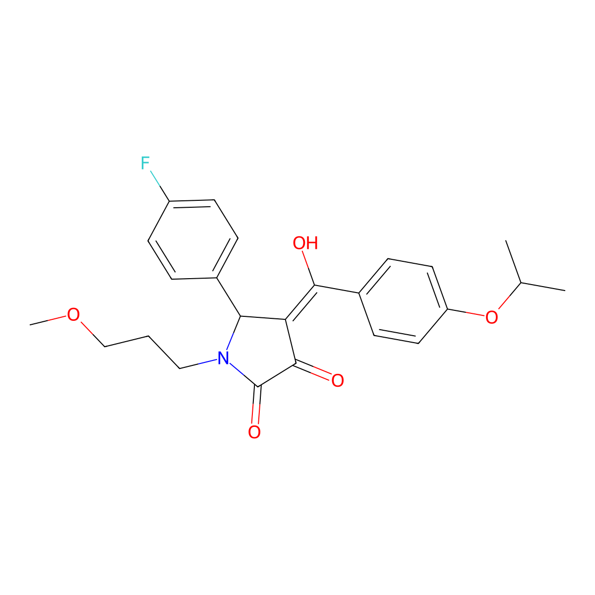 5-(4-fluorophenyl)-3-hydroxy-1-(3-methoxypropyl)-4-[4-(propan-2-yloxy)benzoyl]-2,5-dihydro-1H-pyrrol-2-one molecular structure, CAS 844462-55-1
