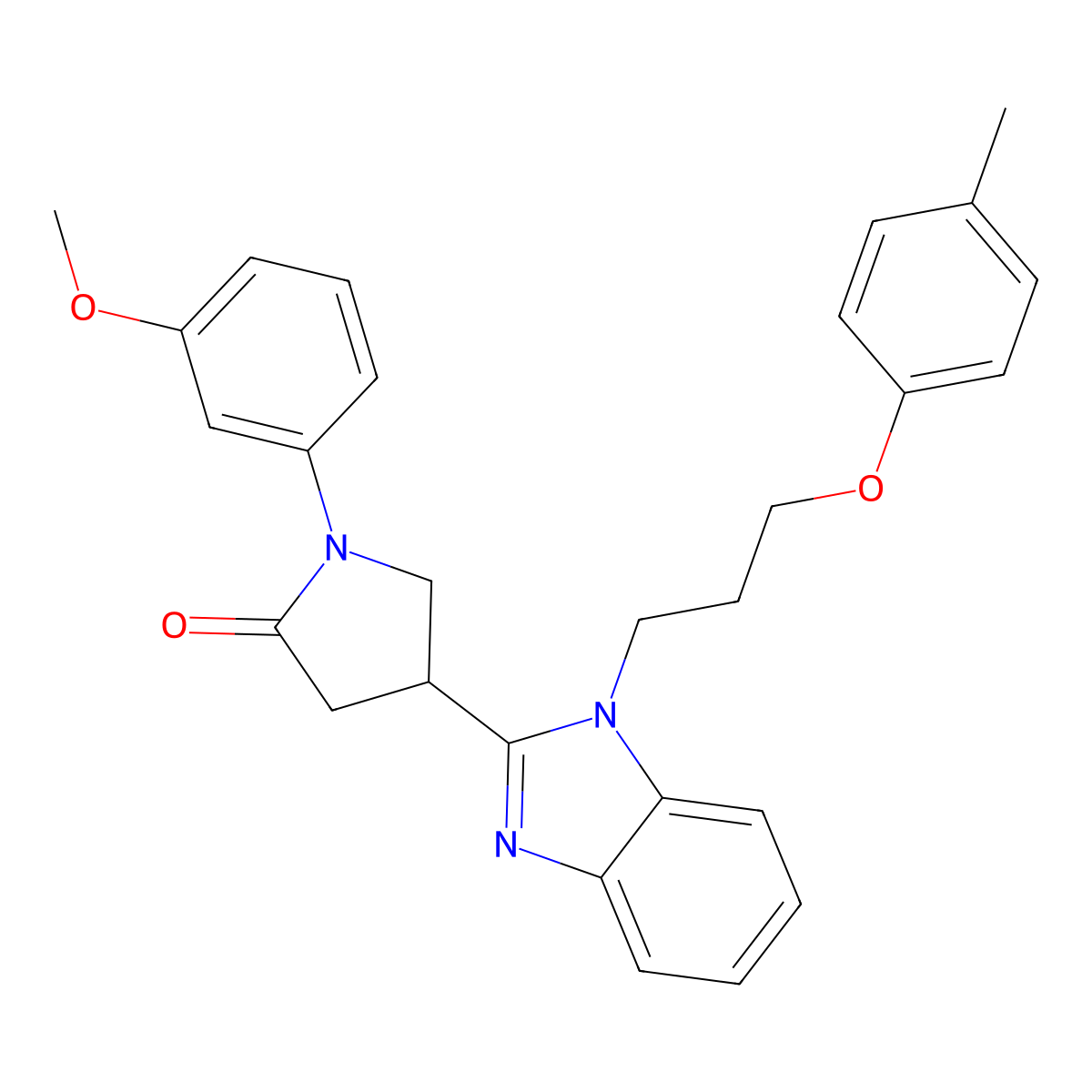1-(3-methoxyphenyl)-4-(1-(3-(p-tolyloxy)propyl)-1H-benzo[d]imidazol-2-yl)pyrrolidin-2-one molecular structure, CAS 844463-34-9