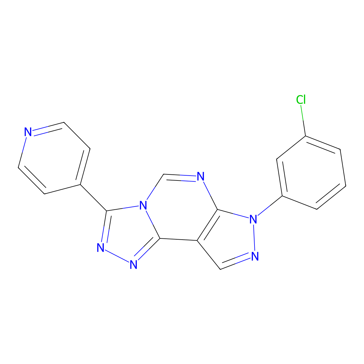 3-(3-Chlorophenyl)-7-(4-pyridyl)-6-hydropyrazolo[5,4-d]1,2,4-triazolo[4,3-e]py rimidine molecular structure, CAS 844464-16-0