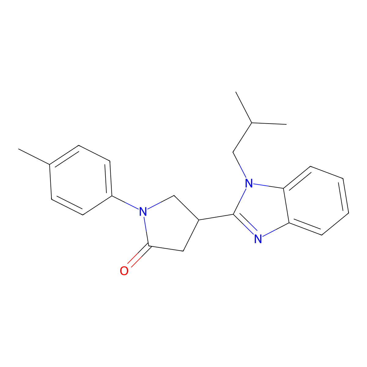 4-(1-isobutyl-1H-benzo[d]imidazol-2-yl)-1-(p-tolyl)pyrrolidin-2-one molecular structure, CAS 844464-34-2