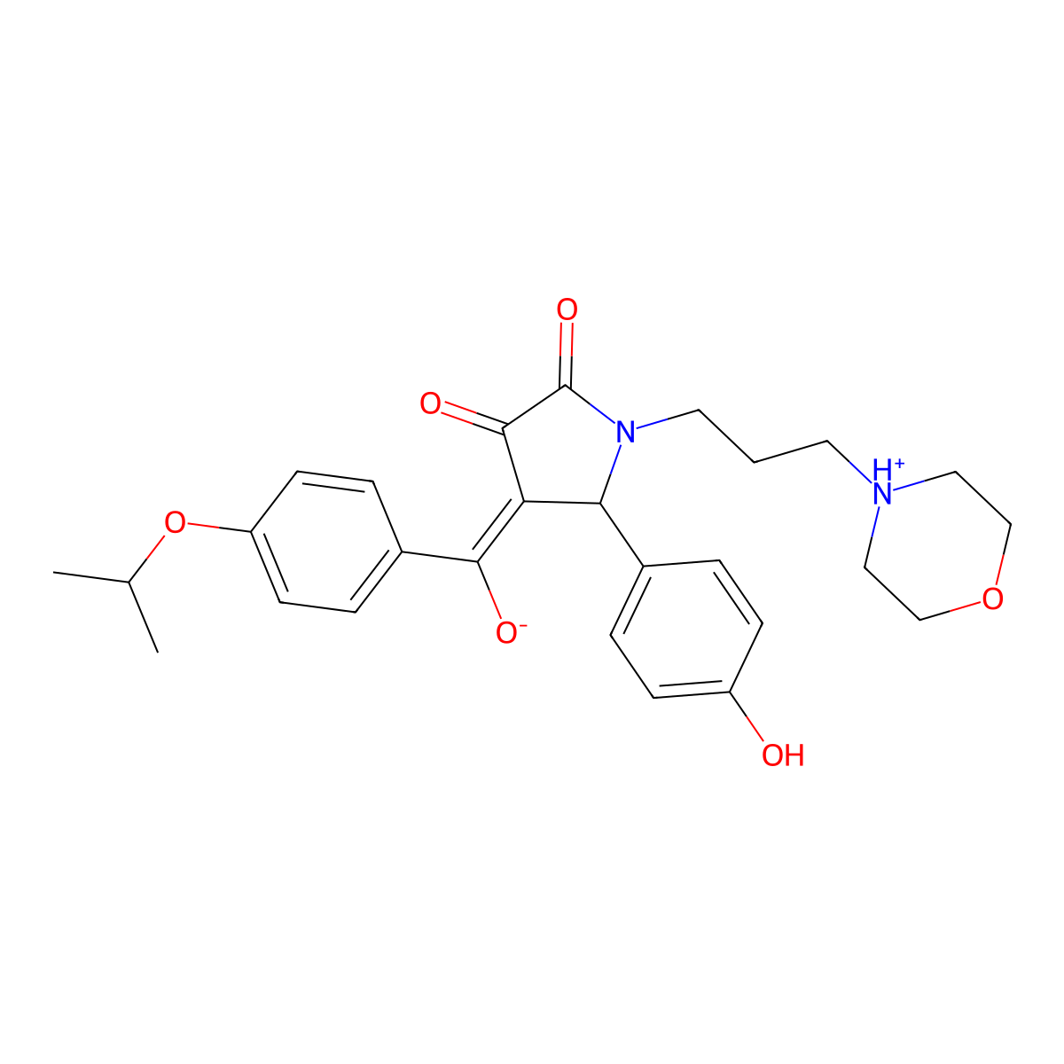 3-hydroxy-5-(4-hydroxyphenyl)-1-[3-(morpholin-4-yl)propyl]-4-[4-(propan-2-yloxy)benzoyl]-2,5-dihydro-1H-pyrrol-2-one molecular structure, CAS 844464-41-1