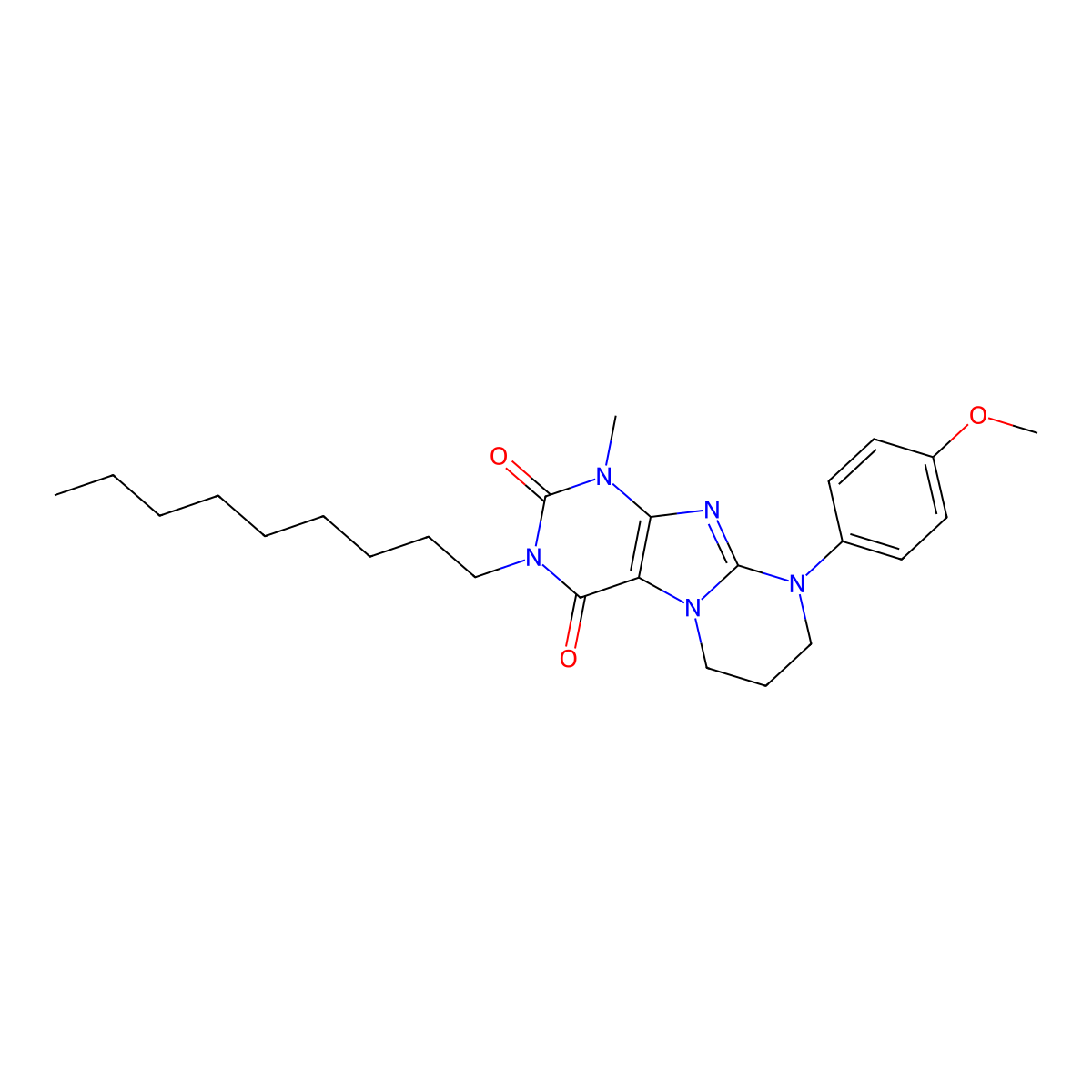 9-(4-methoxyphenyl)-1-methyl-3-nonyl-7,8-dihydro-6H-purino[7,8-a]pyrimidine-2,4-dione molecular structure, CAS 844464-49-9