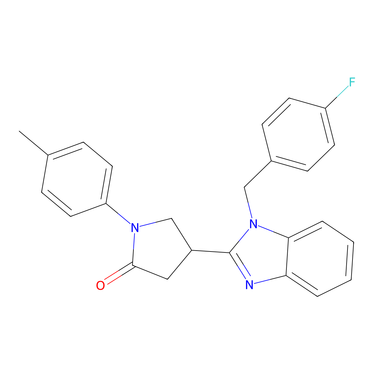4-(1-(4-fluorobenzyl)-1H-benzo[d]imidazol-2-yl)-1-(p-tolyl)pyrrolidin-2-one molecular structure, CAS 844464-78-4