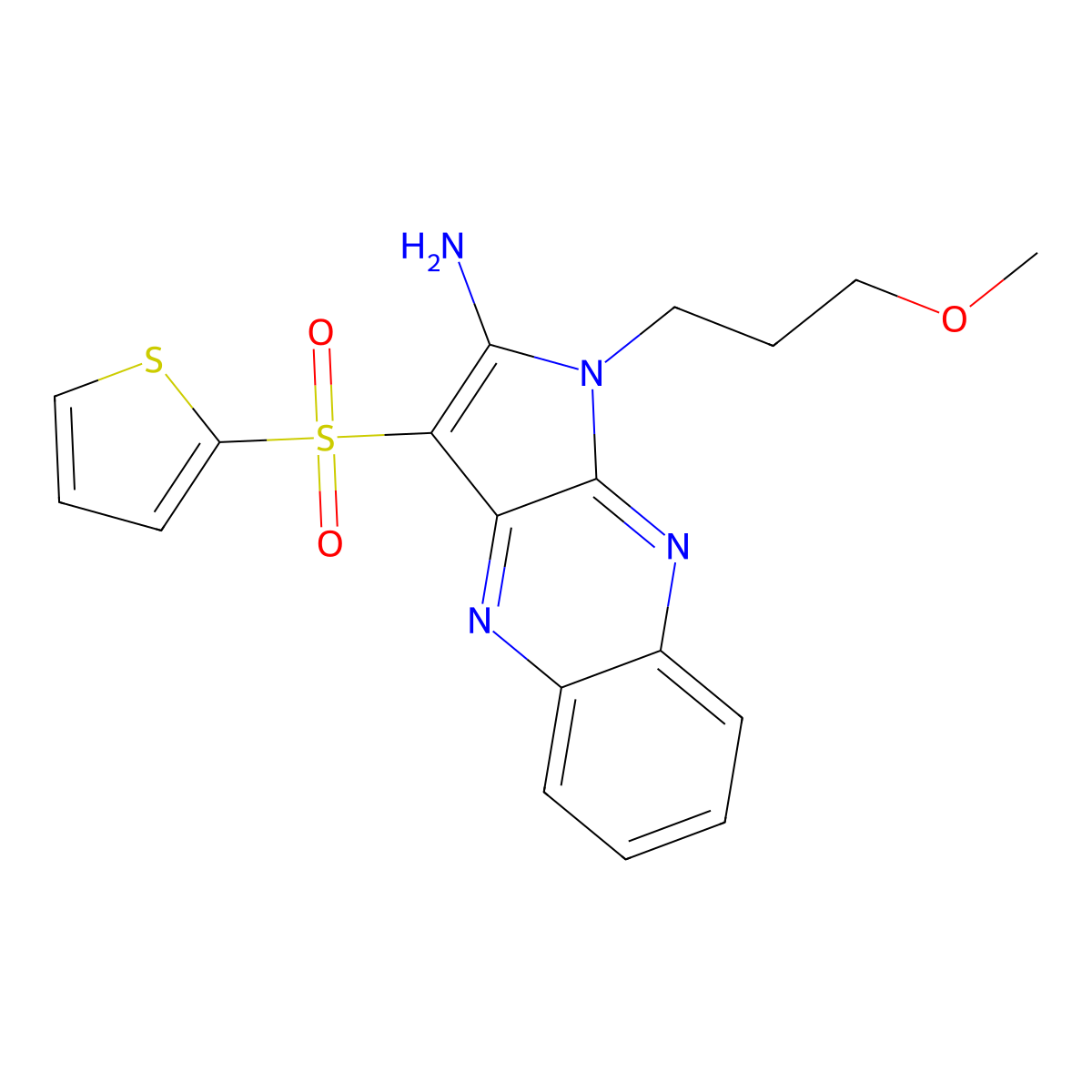 1-(3-methoxypropyl)-3-(thiophen-2-ylsulfonyl)-1H-pyrrolo[2,3-b]quinoxalin-2-amine molecular structure, CAS 844464-94-4