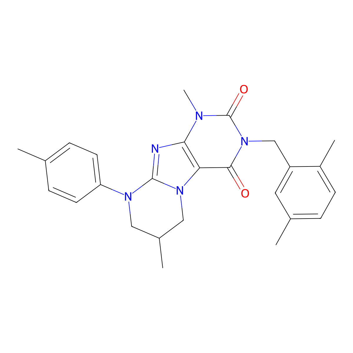 3-[(2,5-dimethylphenyl)methyl]-1,7-dimethyl-9-(4-methylphenyl)-7,8-dihydro-6H-purino[7,8-a]pyrimidine-2,4-dione molecular structure, CAS 844466-13-3