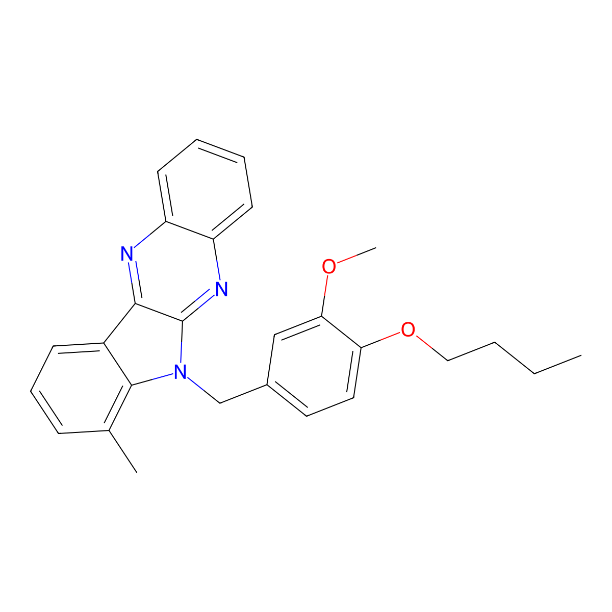 6-(4-butoxy-3-methoxybenzyl)-7-methyl-6H-indolo[2,3-b]quinoxaline molecular structure, CAS 844466-27-9