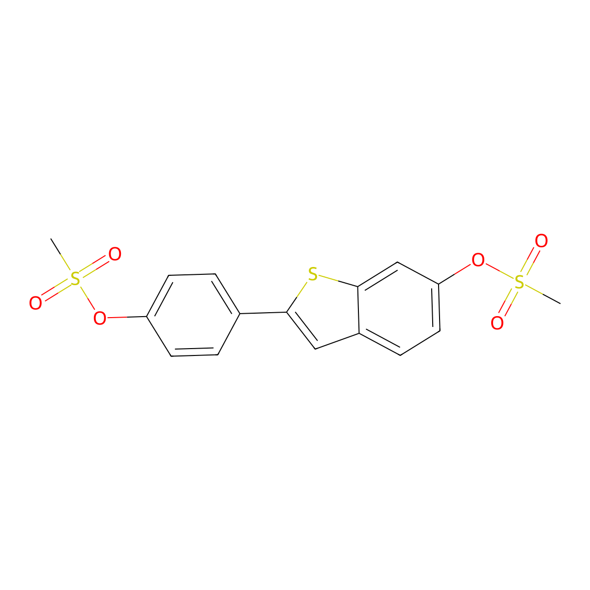 4-(6-(Methylsulfonyloxy)benzo(b)thiophen-2-yl)phenyl methanesulfonate molecular structure, CAS 84449-65-0