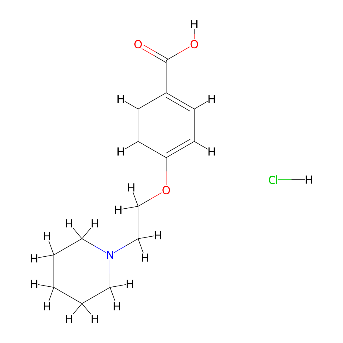 4-(2-Piperidinoethoxy)benzoic acid hydrochloride molecular structure, CAS 84449-80-9
