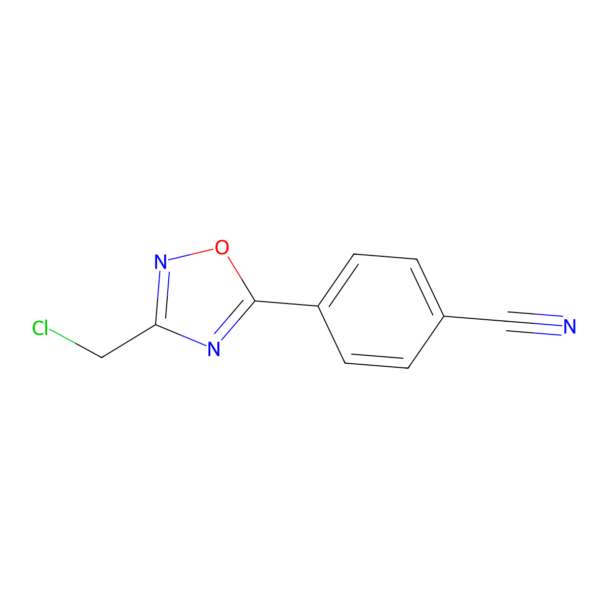 4-[3-(Chloromethyl)-1,2,4-oxadiazol-5-yl]benzonitrile molecular structure, CAS 844499-04-3