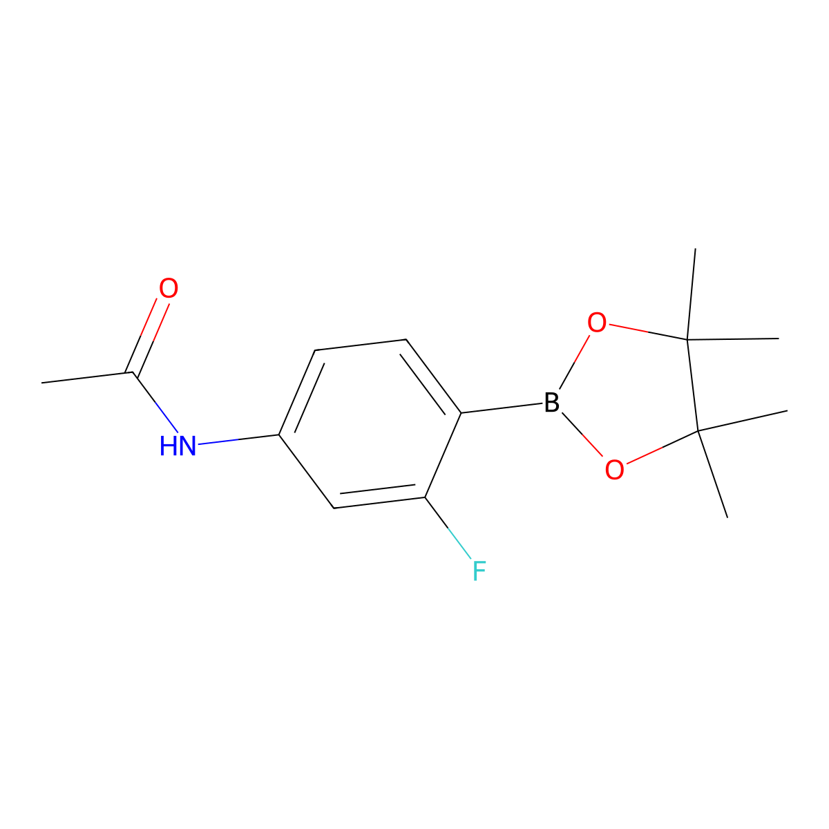 N-(3-fluoro-4-(4,4,5,5-tetramethyl-1,3,2-dioxaborolan-2-yl)phenyl)acetamide molecular structure, CAS 844501-35-5