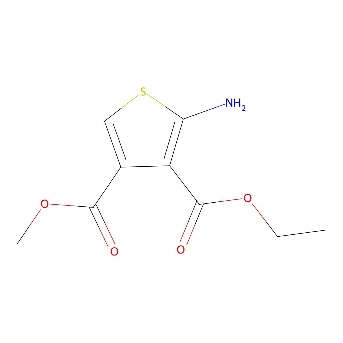 3-Ethyl 4-Methyl 2-Aminothiophene-3,4-dicarboxylate molecular structure, CAS 844502-63-2