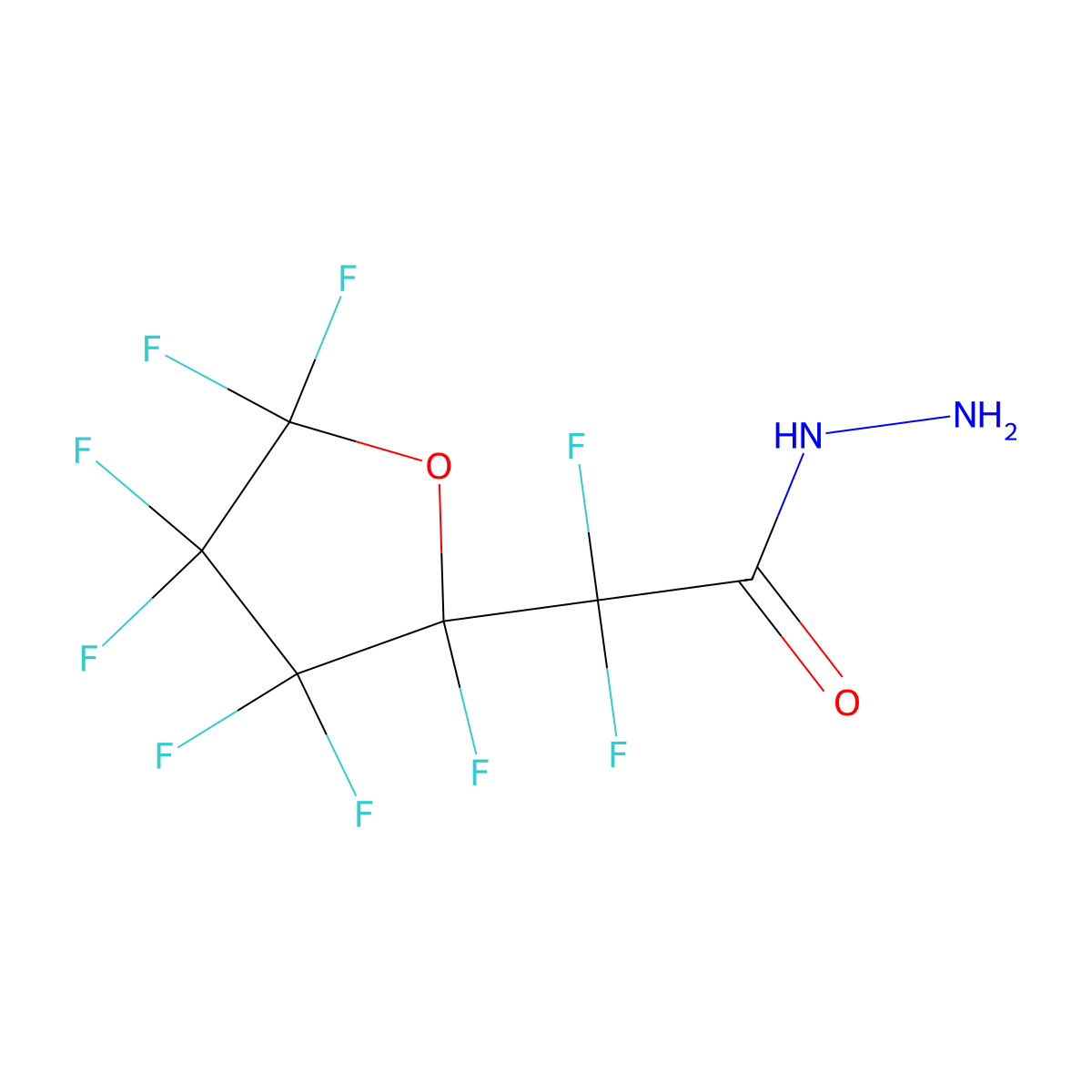 2,2-Difluoro-2-(2,3,3,4,4,5,5-heptafluorotetrahydrofuran-2-yl)acetohydrazide molecular structure, CAS 84452-99-3