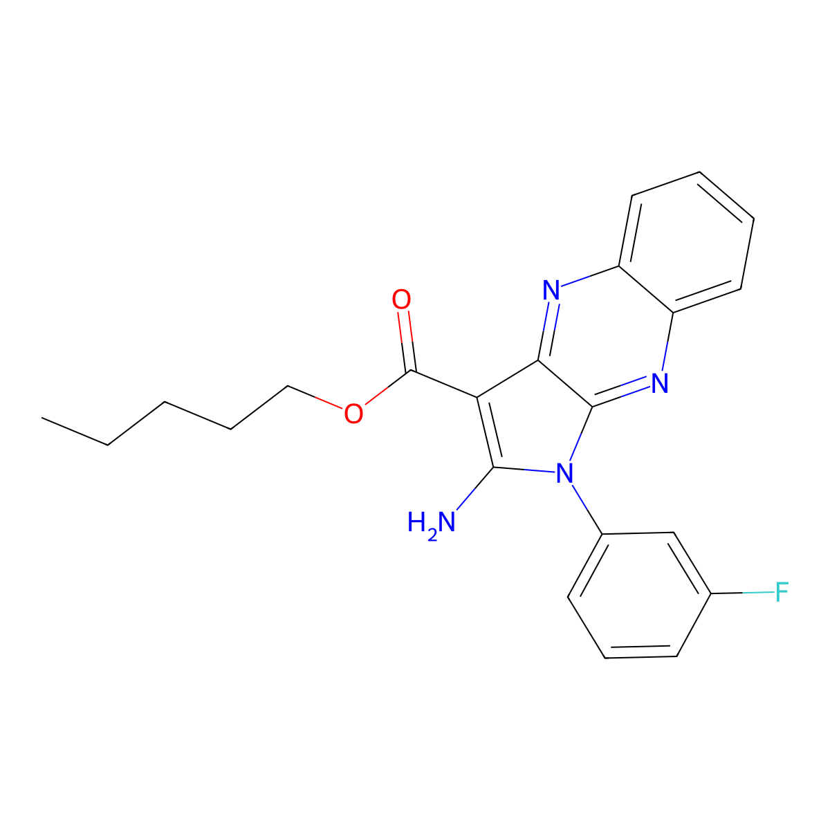 pentyl 2-amino-1-(3-fluorophenyl)-1H-pyrrolo[2,3-b]quinoxaline-3-carboxylate molecular structure, CAS 844645-69-8