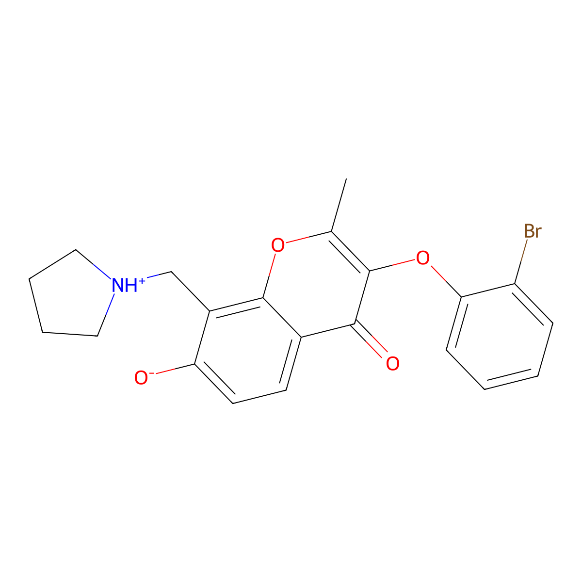 3-(2-bromophenoxy)-7-hydroxy-2-methyl-8-(pyrrolidin-1-ylmethyl)-4H-chromen-4-one molecular structure, CAS 844645-73-4