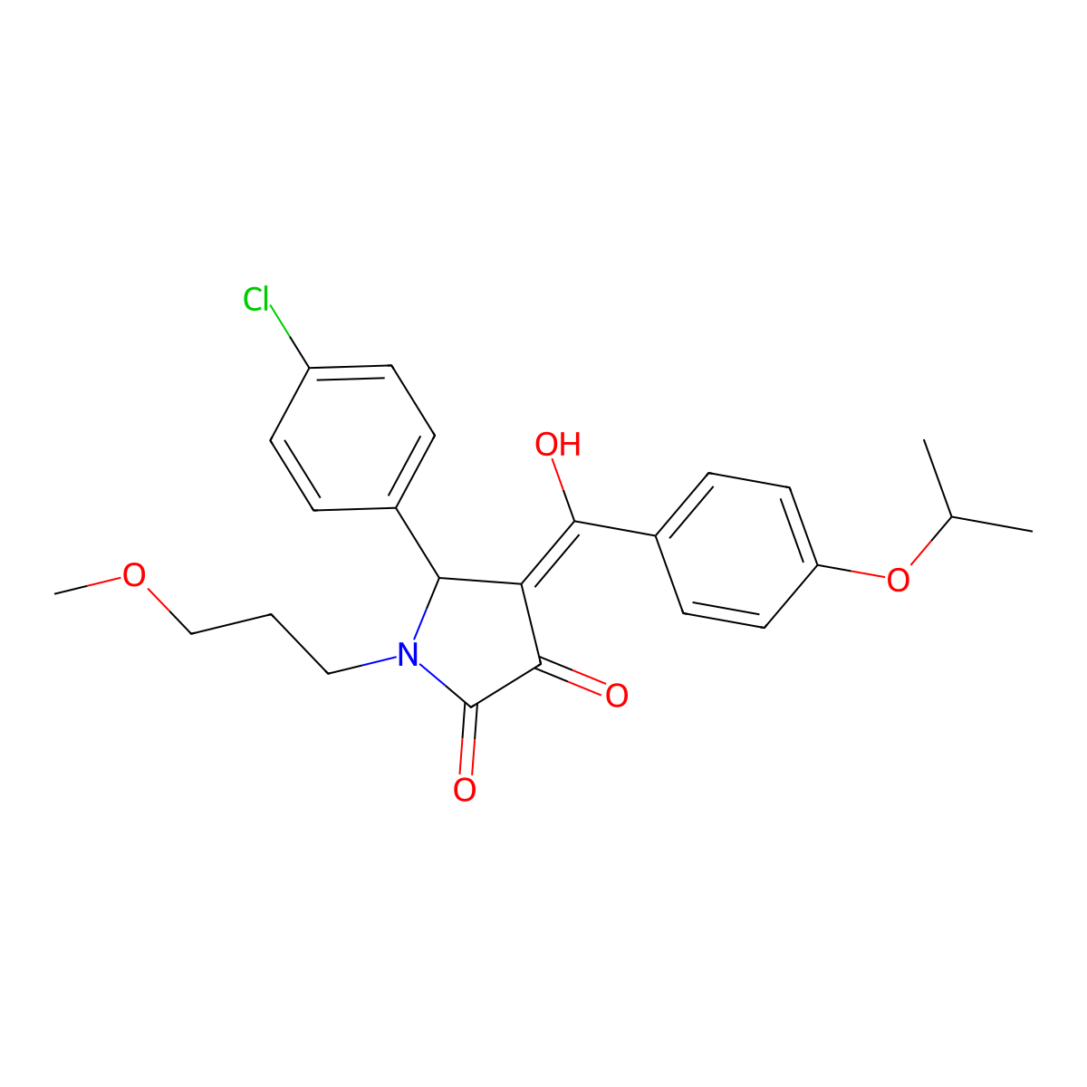 5-(4-chlorophenyl)-3-hydroxy-1-(3-methoxypropyl)-4-[4-(propan-2-yloxy)benzoyl]-2,5-dihydro-1H-pyrrol-2-one molecular structure, CAS 844646-34-0