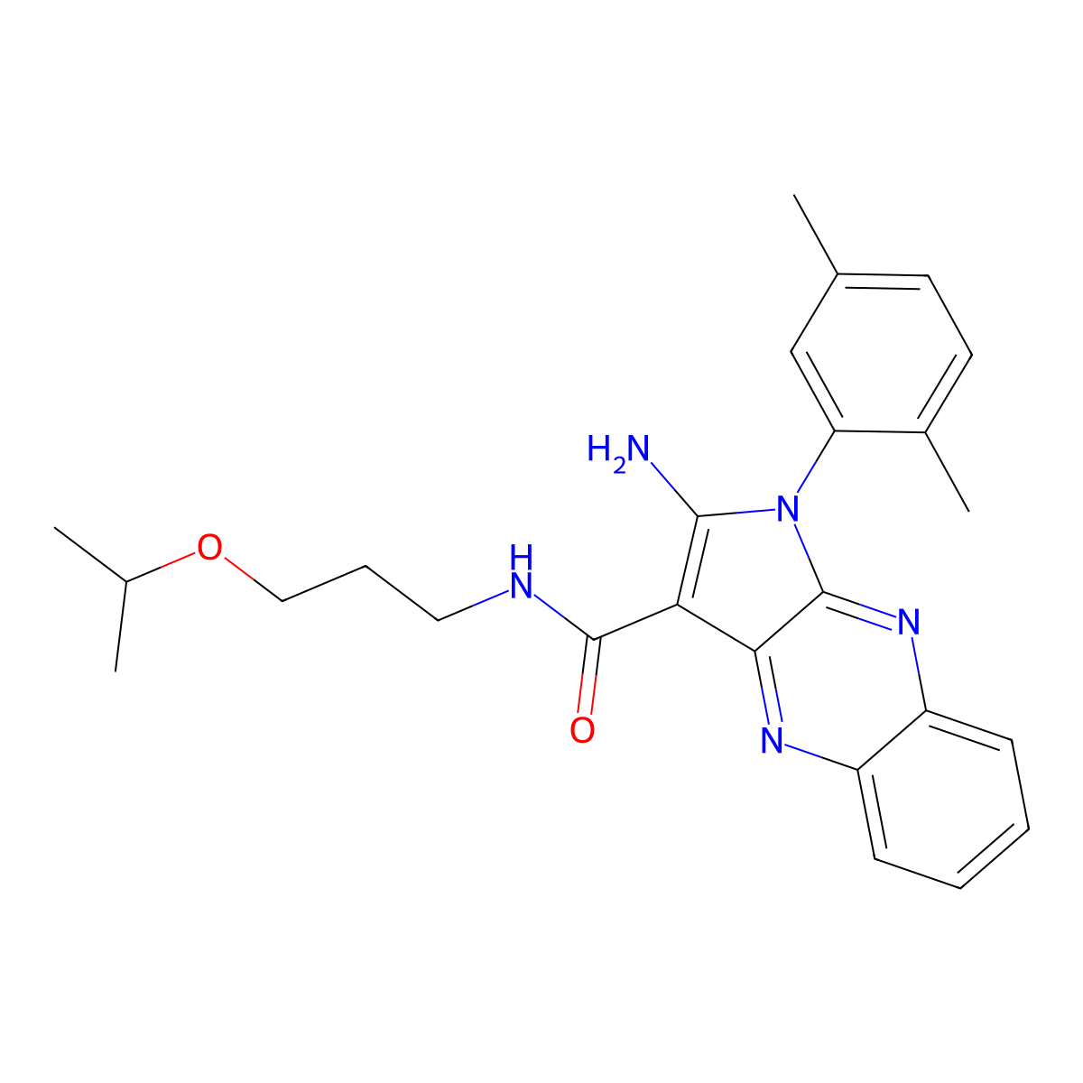 2-amino-1-(2,5-dimethylphenyl)-N-(3-isopropoxypropyl)-1H-pyrrolo[2,3-b]quinoxaline-3-carboxamide molecular structure, CAS 844646-62-4
