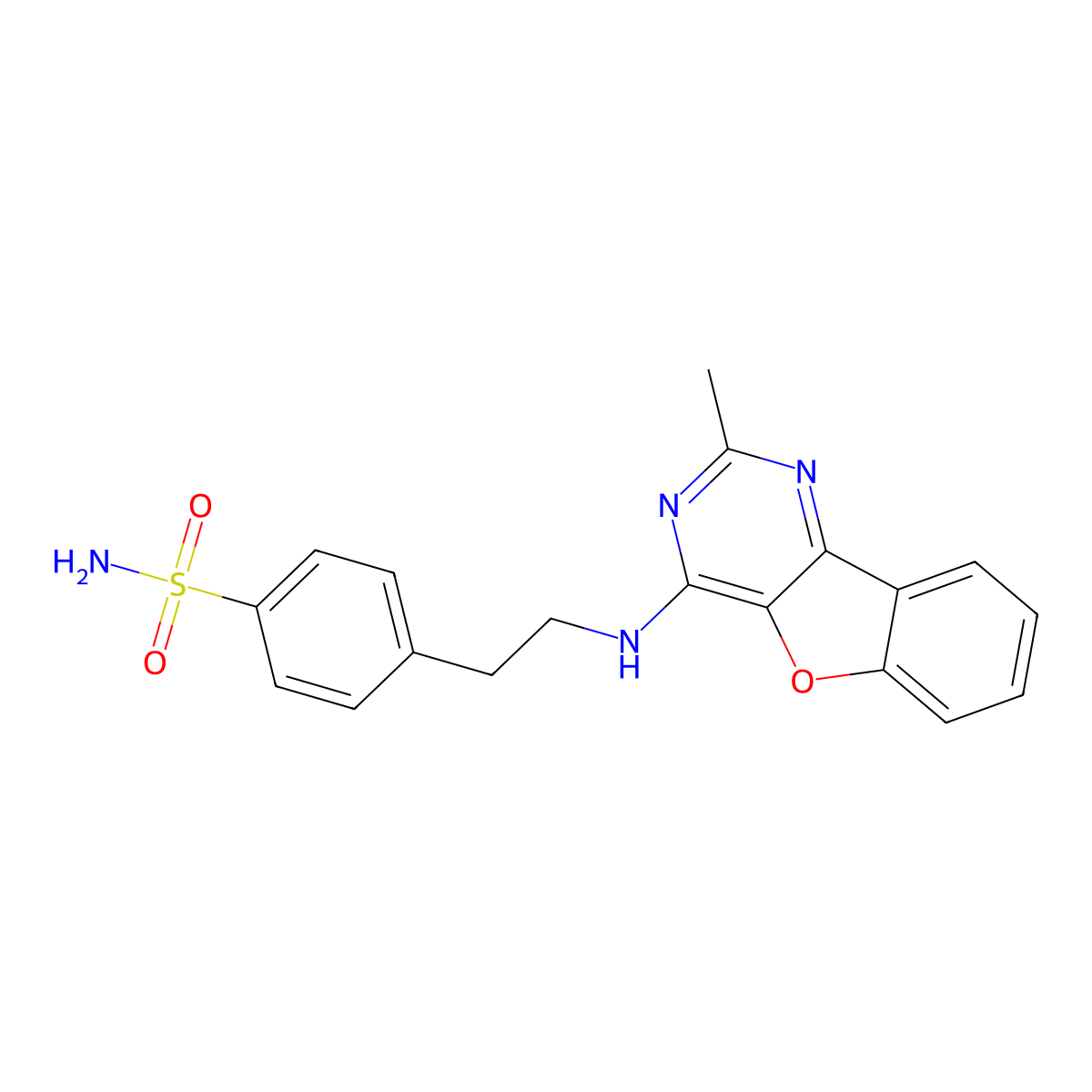 4-{2-[(2-Methyl[1]benzofuro[3,2-d]pyrimidin-4-yl)amino]ethyl}benzenesulfonamide molecular structure, CAS 844646-89-5