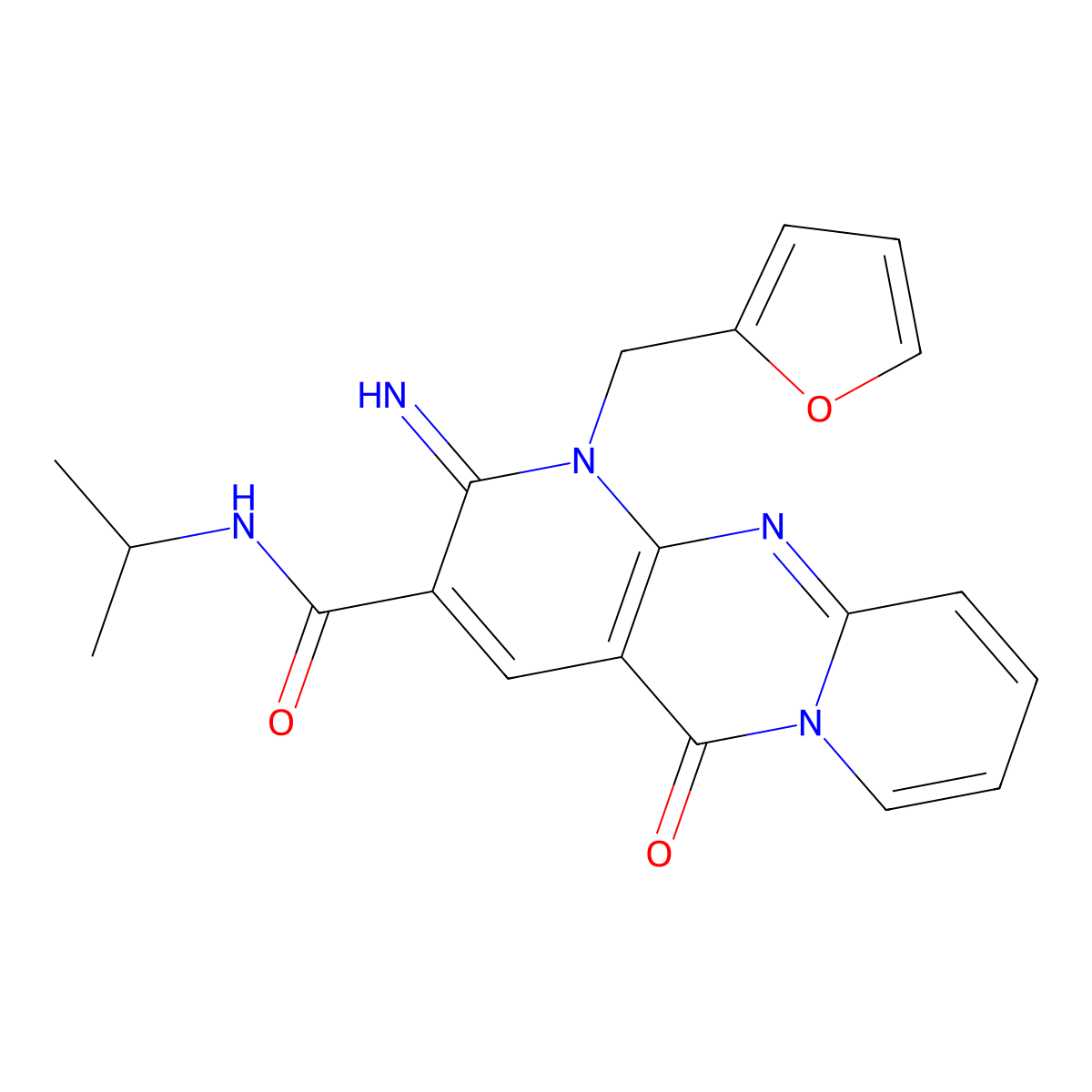 1-(2-furylmethyl)-2-imino-N~3~-isopropyl-5-oxo-1,5-dihydro-2H-dipyrido[1,2-a:2,3-d]pyrimidine-3-carboxamide molecular structure, CAS 844646-93-1