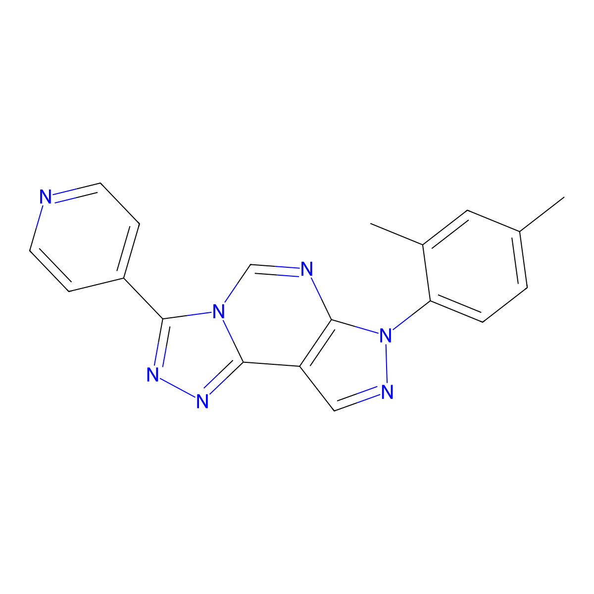 7-(2,4-dimethylphenyl)-3-(pyridin-4-yl)-7H-pyrazolo[4,3-e][1,2,4]triazolo[4,3-c]pyrimidine molecular structure, CAS 844647-18-3
