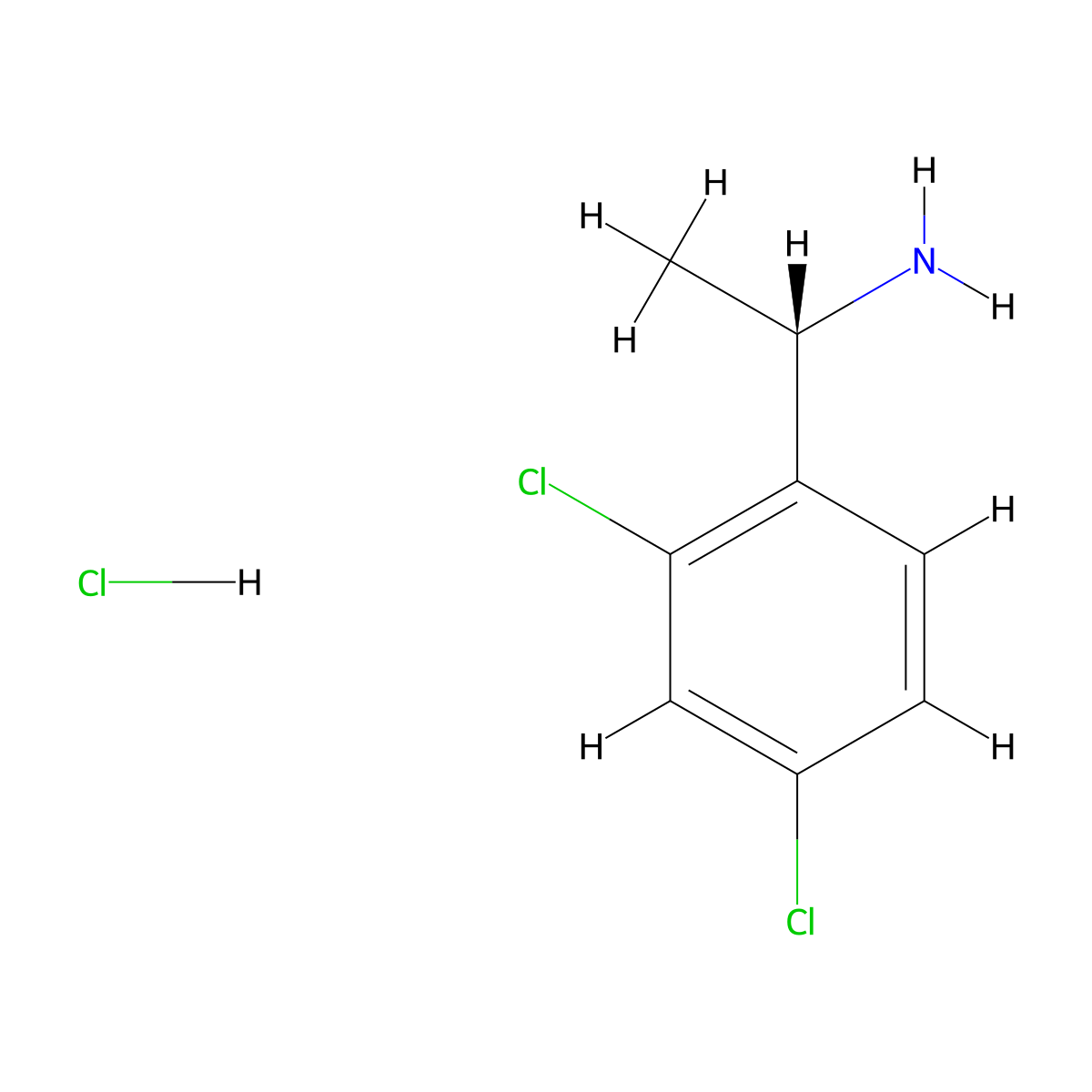 (1S)-1-(2,4-dichlorophenyl)ethan-1-amine hydrochloride molecular structure, CAS 844647-34-3