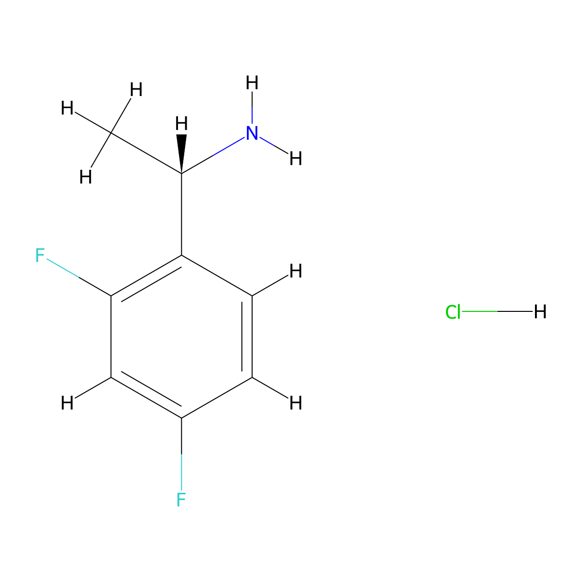 (1S)-1-(2,4-difluorophenyl)ethan-1-amine hydrochloride molecular structure, CAS 844647-37-6