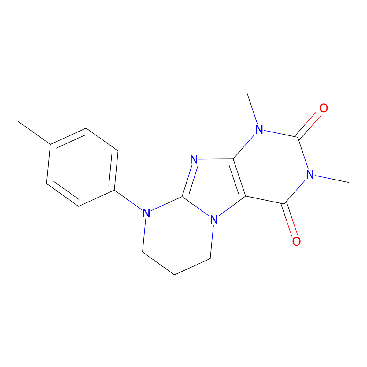 1,3-dimethyl-9-(4-methylphenyl)-7,8-dihydro-6H-purino[7,8-a]pyrimidine-2,4-dione molecular structure, CAS 844647-58-1