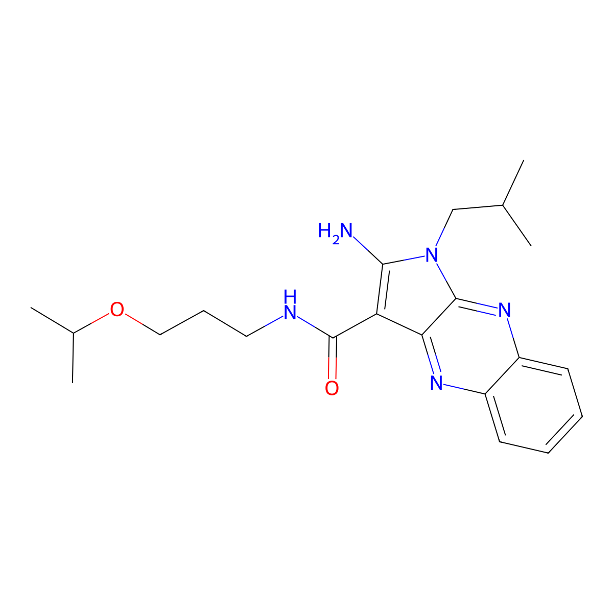2-amino-1-isobutyl-N-(3-isopropoxypropyl)-1H-pyrrolo[2,3-b]quinoxaline-3-carboxamide molecular structure, CAS 844647-67-2