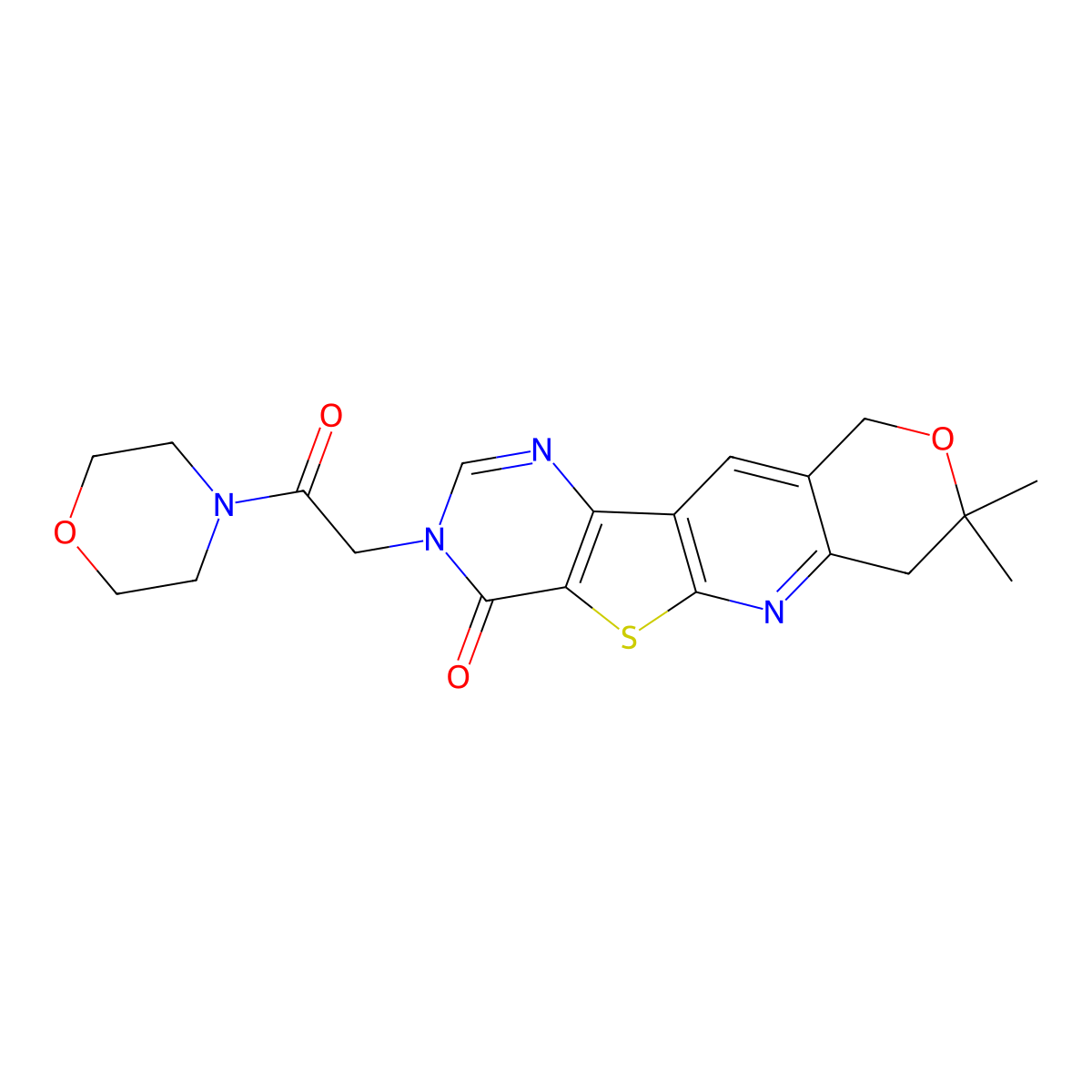 8,8-dimethyl-3-(2-morpholino-2-oxoethyl)-7,8-dihydro-3H-pyrano[3'',4'':5',6']pyrido[3',2':4,5]thieno[3,2-d]pyrimidin-4(10H)-one molecular structure, CAS 844647-96-7