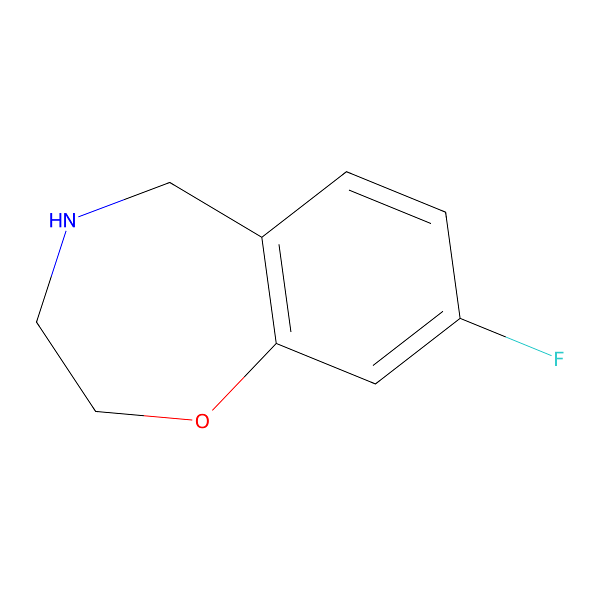 8-Fluoro-2,3,4,5-tetrahydro-1,4-benzoxazepine molecular structure, CAS 844648-13-1