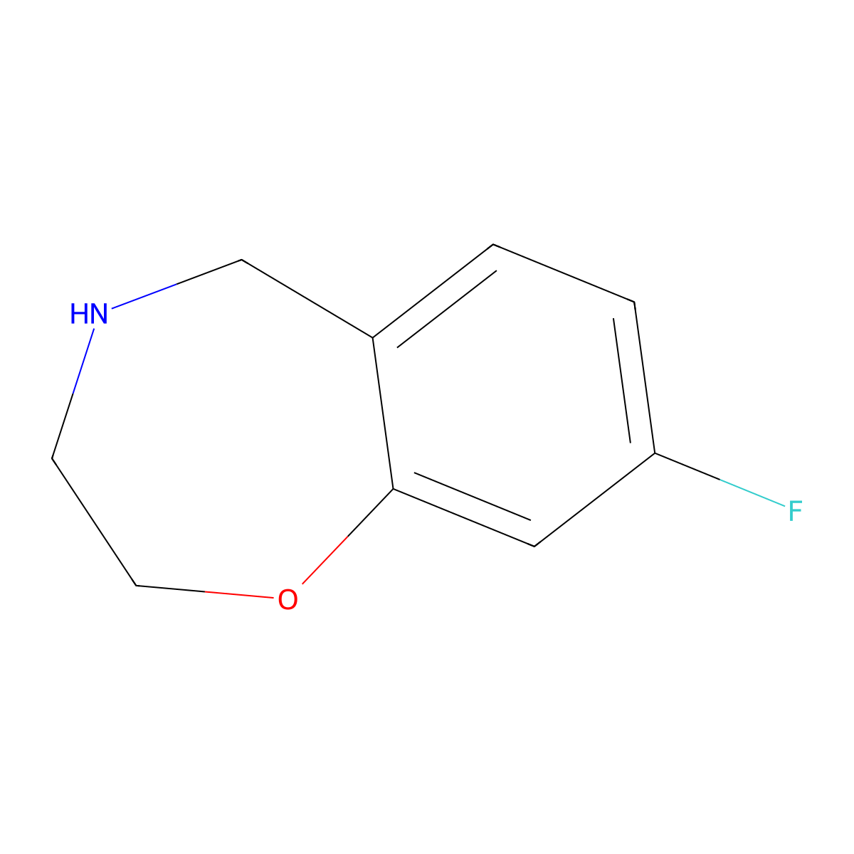 8-Fluoro-2,3,4,5-tetrahydro-1,4-benzoxazepine molecular structure, CAS 844648-13-1