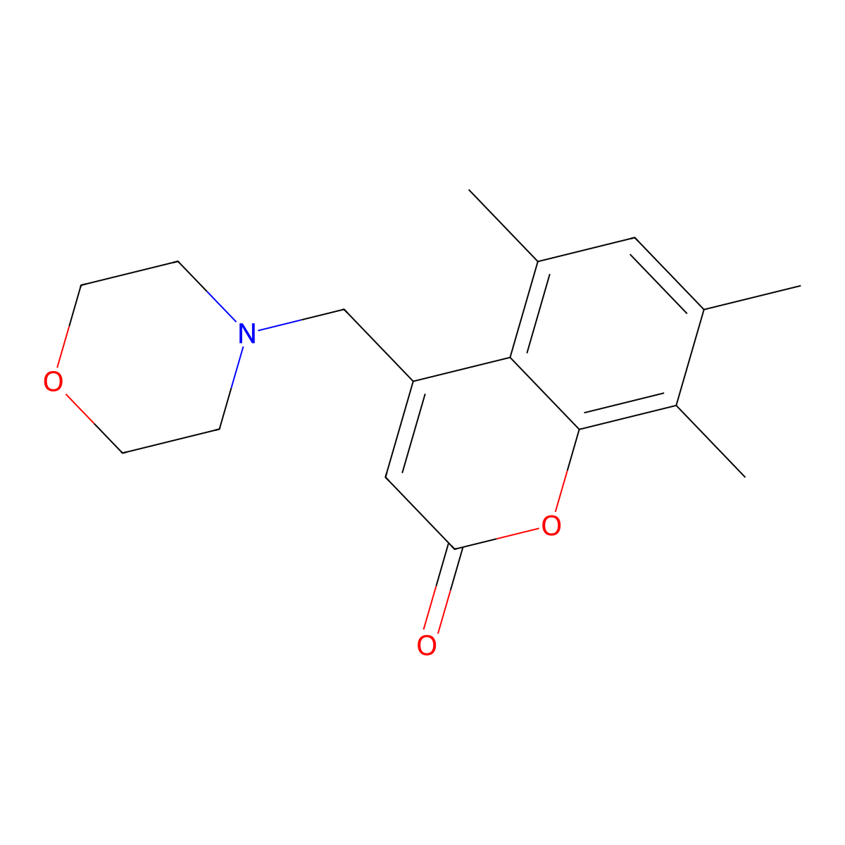 5,7,8-Trimethyl-4-(4-morpholinylmethyl)-2H-1-benzopyran-2-one molecular structure, CAS 844648-14-2