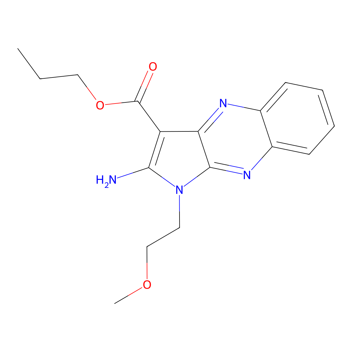 propyl 2-amino-1-(2-methoxyethyl)-1H-pyrrolo[2,3-b]quinoxaline-3-carboxylate molecular structure, CAS 844649-03-2