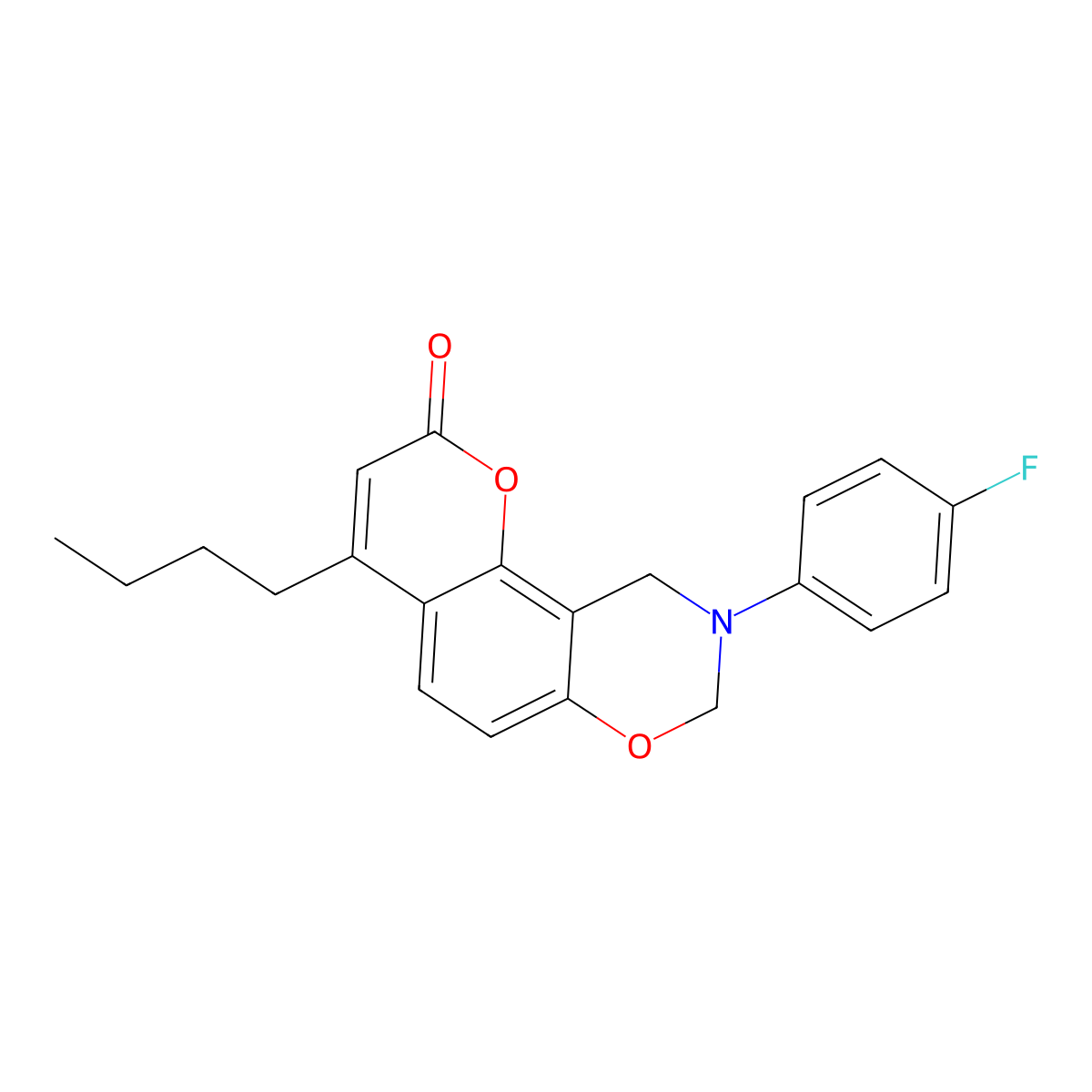 4-butyl-9-(4-fluorophenyl)-9,10-dihydro-2H,8H-chromeno[8,7-e][1,3]oxazin-2-one molecular structure, CAS 844649-15-6