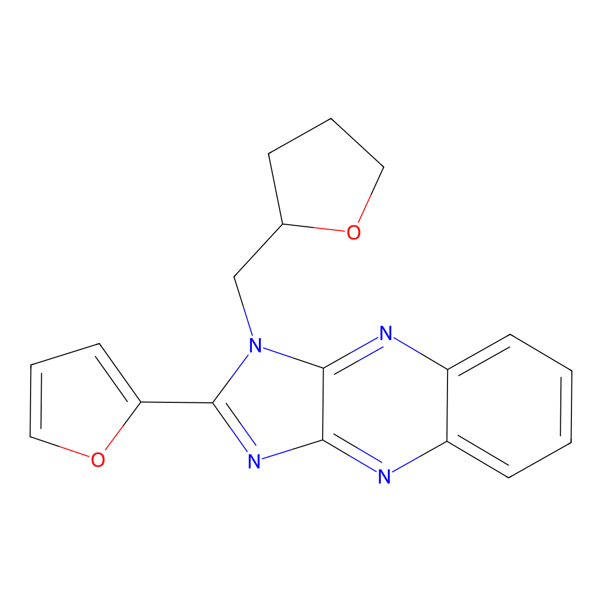 2-(furan-2-yl)-1-((tetrahydrofuran-2-yl)methyl)-1H-imidazo[4,5-b]quinoxaline molecular structure, CAS 844649-28-1