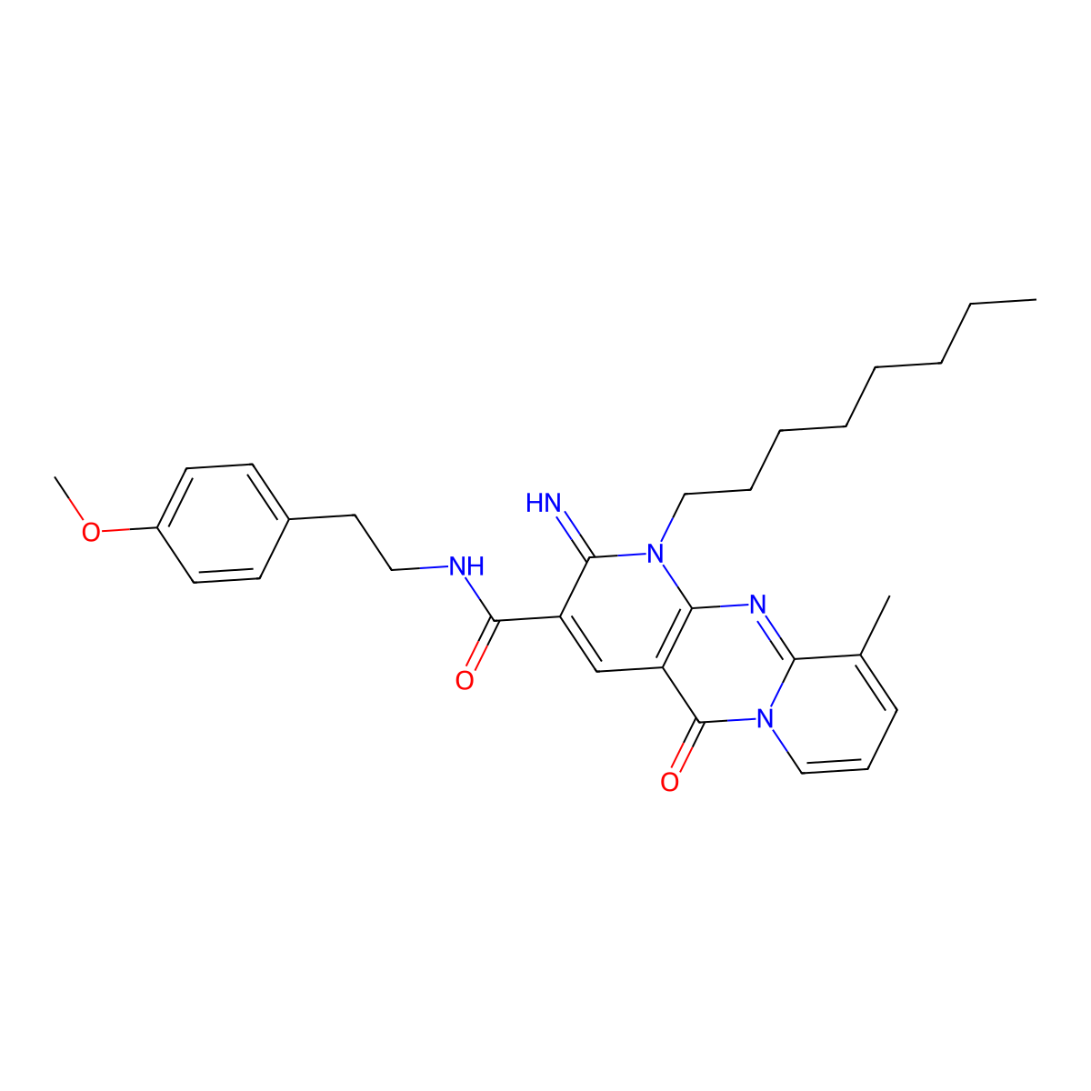 2-imino-N-[2-(4-methoxyphenyl)ethyl]-10-methyl-1-octyl-5-oxo-1,5-dihydro-2H-dipyrido[1,2-a:2',3'-d]pyrimidine-3-carboxamide molecular structure, CAS 844649-73-6