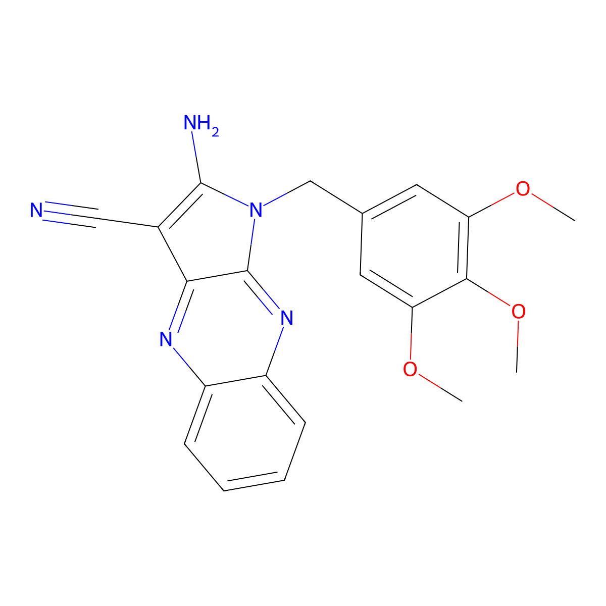 2-amino-1-(3,4,5-trimethoxybenzyl)-1H-pyrrolo[2,3-b]quinoxaline-3-carbonitrile molecular structure, CAS 844649-82-7