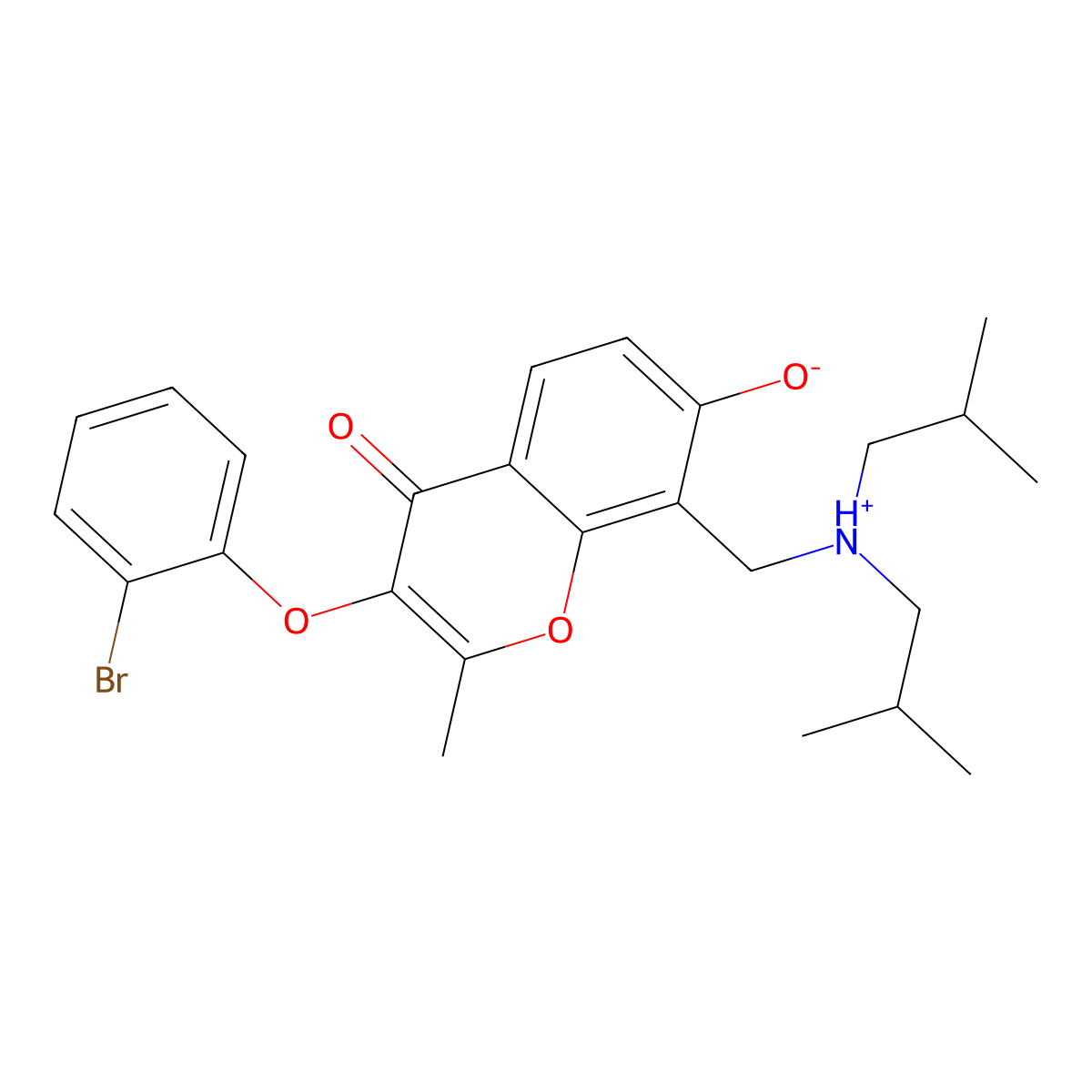 3-(2-bromophenoxy)-8-[(diisobutylamino)methyl]-7-hydroxy-2-methyl-4H-chromen-4-one molecular structure, CAS 844650-08-4
